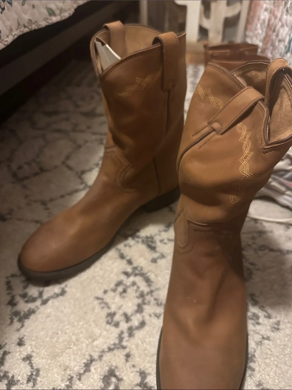 Justin Boots Tan Brown Western Pull-On Leather Boots
